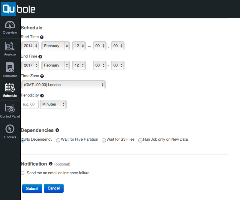 Qubole's simple interface