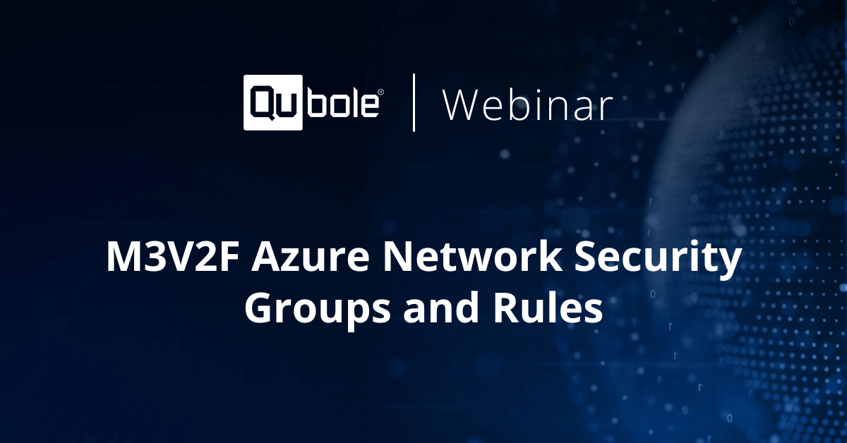 M3V2F Azure Network Security Groups and Rules - Qubole